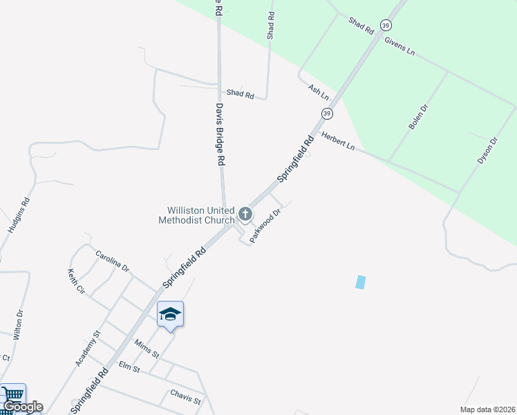 map of restaurants, bars, coffee shops, grocery stores, and more near 6080 Springfield Road in Williston