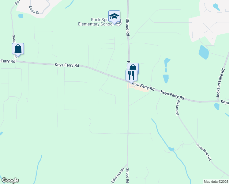 map of restaurants, bars, coffee shops, grocery stores, and more near 211 Aves Court in McDonough