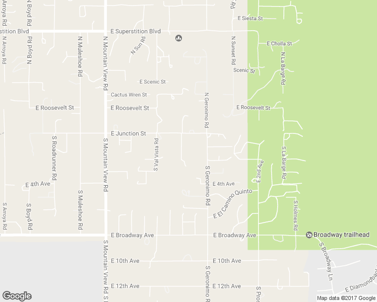 map of restaurants, bars, coffee shops, grocery stores, and more near 143 South Sixshooter Road in Apache Junction