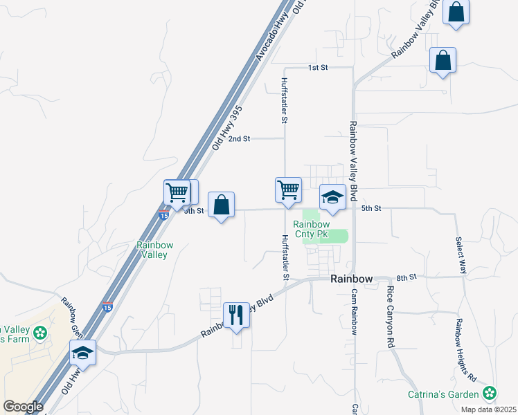 map of restaurants, bars, coffee shops, grocery stores, and more near 5016 5th Street in Fallbrook