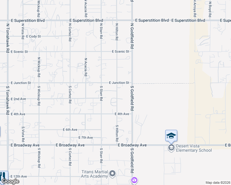 map of restaurants, bars, coffee shops, grocery stores, and more near 2919 East 1st Avenue in Apache Junction