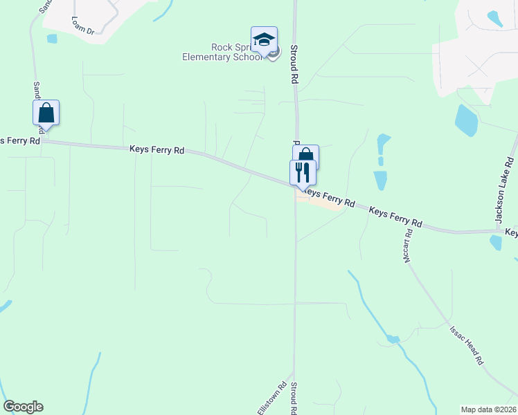 map of restaurants, bars, coffee shops, grocery stores, and more near 209 Aves Court in McDonough