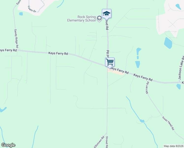 map of restaurants, bars, coffee shops, grocery stores, and more near 205 Aves Court in McDonough