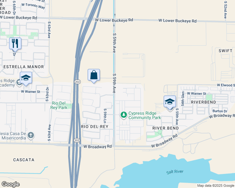 map of restaurants, bars, coffee shops, grocery stores, and more near 3637 59th Avenue in Phoenix