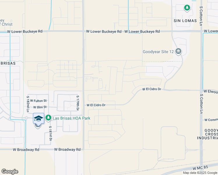 map of restaurants, bars, coffee shops, grocery stores, and more near 3603 South Citrus Road in Goodyear