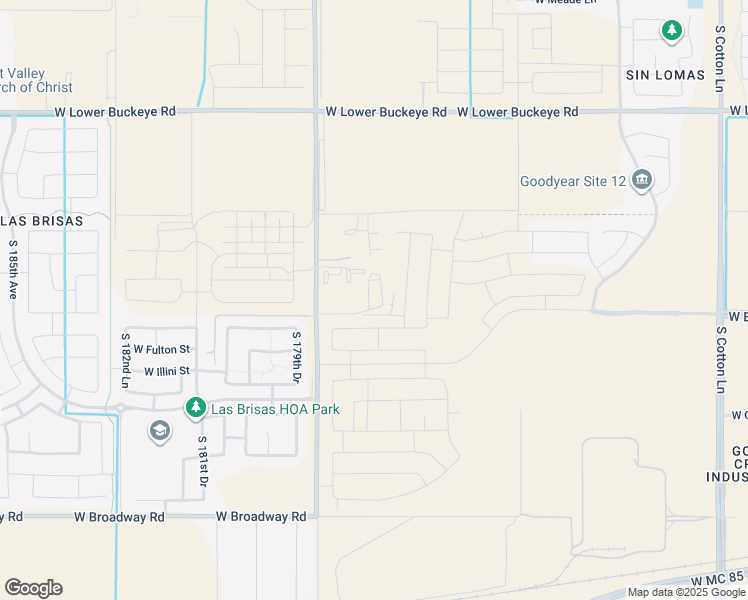 map of restaurants, bars, coffee shops, grocery stores, and more near 3601 South Citrus Road in Buckeye