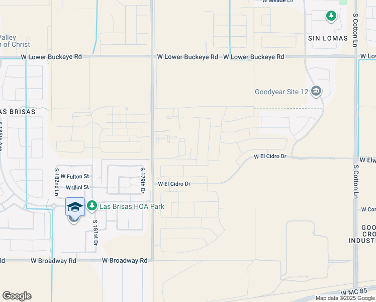 map of restaurants, bars, coffee shops, grocery stores, and more near 3603 South Citrus Road in Goodyear