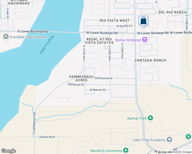 map of restaurants, bars, coffee shops, grocery stores, and more near 12606 West Florence Street in Avondale