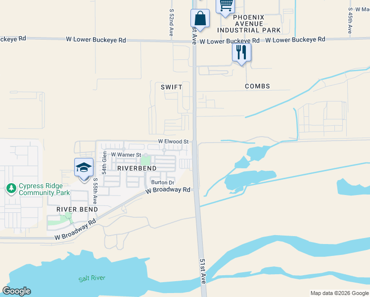 map of restaurants, bars, coffee shops, grocery stores, and more near 5107 Fulton Street in Phoenix