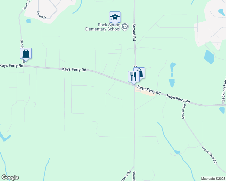 map of restaurants, bars, coffee shops, grocery stores, and more near 200 Aves Court in McDonough