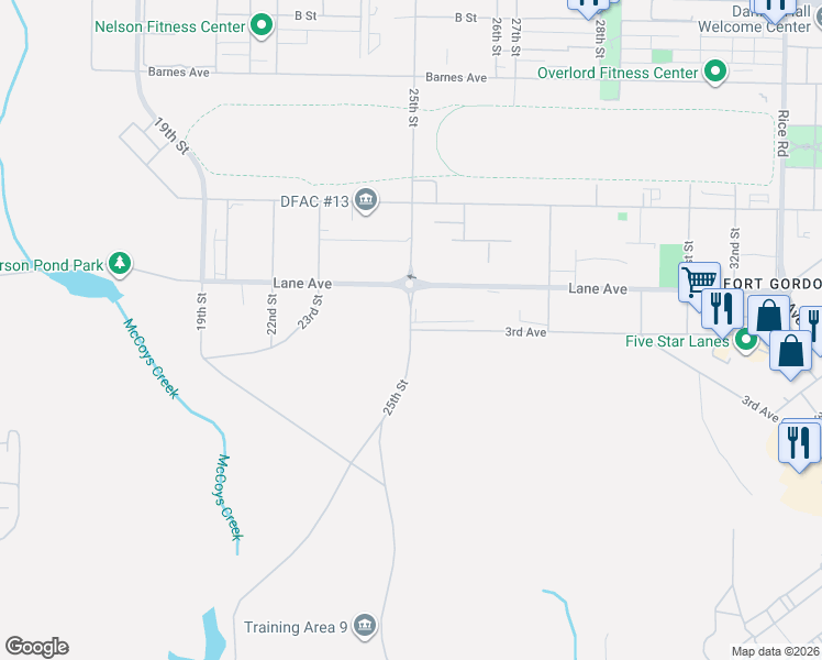 map of restaurants, bars, coffee shops, grocery stores, and more near 3rd Avenue in Augusta