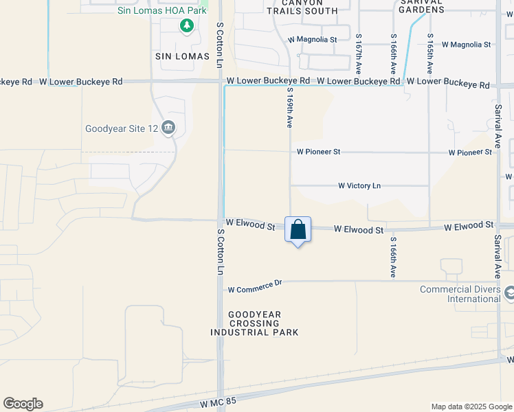 map of restaurants, bars, coffee shops, grocery stores, and more near 17000 West Elwood Street in Goodyear