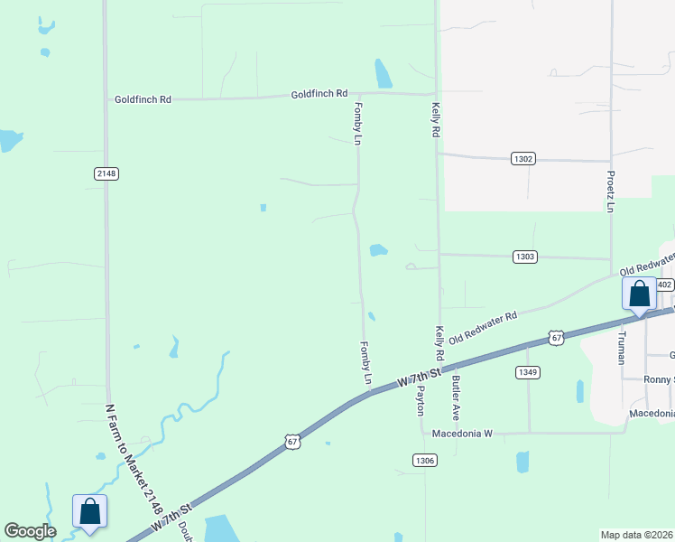 map of restaurants, bars, coffee shops, grocery stores, and more near 525 County Road 1224 in Texarkana