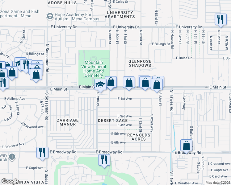map of restaurants, bars, coffee shops, grocery stores, and more near in Maricopa County