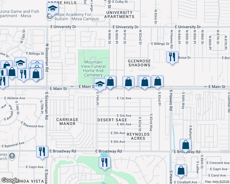 map of restaurants, bars, coffee shops, grocery stores, and more near in Maricopa County
