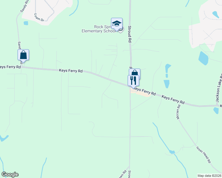 map of restaurants, bars, coffee shops, grocery stores, and more near 101 Bowers Lane in McDonough