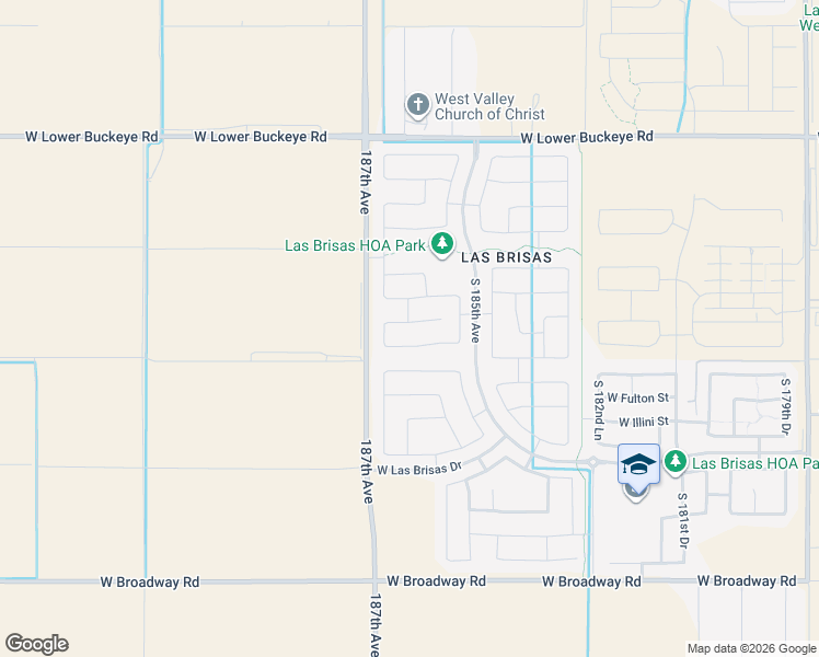map of restaurants, bars, coffee shops, grocery stores, and more near 18625 West Larkspur Drive in Goodyear