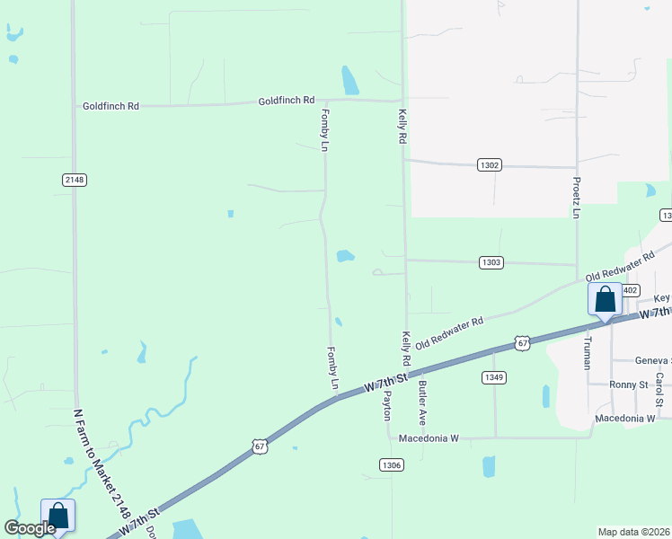 map of restaurants, bars, coffee shops, grocery stores, and more near 525 County Road 1224 in Texarkana