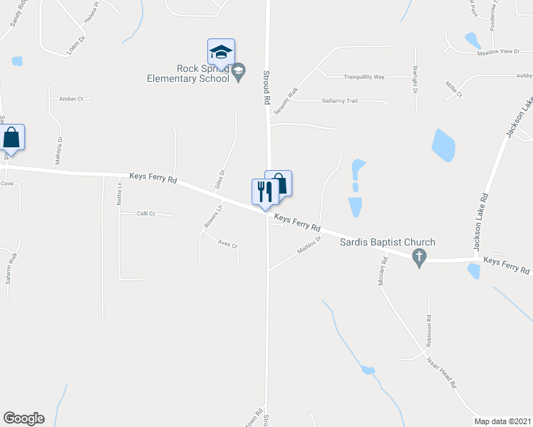 map of restaurants, bars, coffee shops, grocery stores, and more near 1894 Keys Ferry Road in McDonough