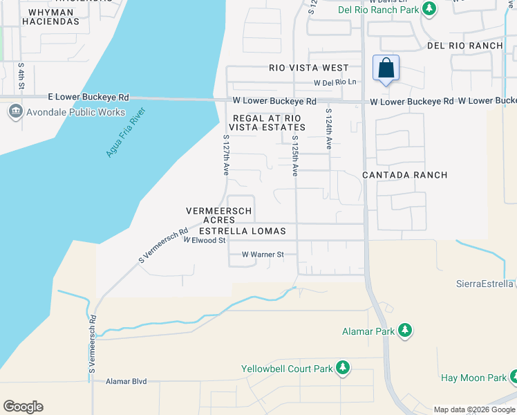 map of restaurants, bars, coffee shops, grocery stores, and more near 3321 South 126th Drive in Avondale