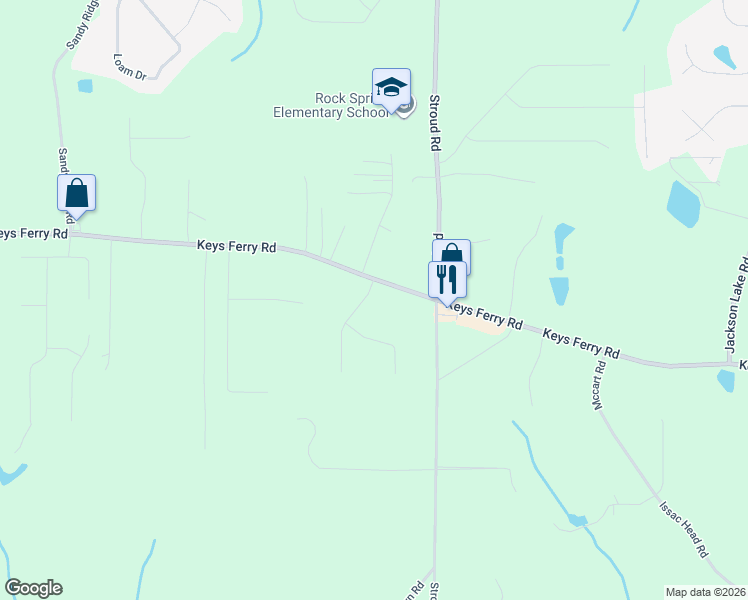 map of restaurants, bars, coffee shops, grocery stores, and more near 105 Bowers Lane in McDonough