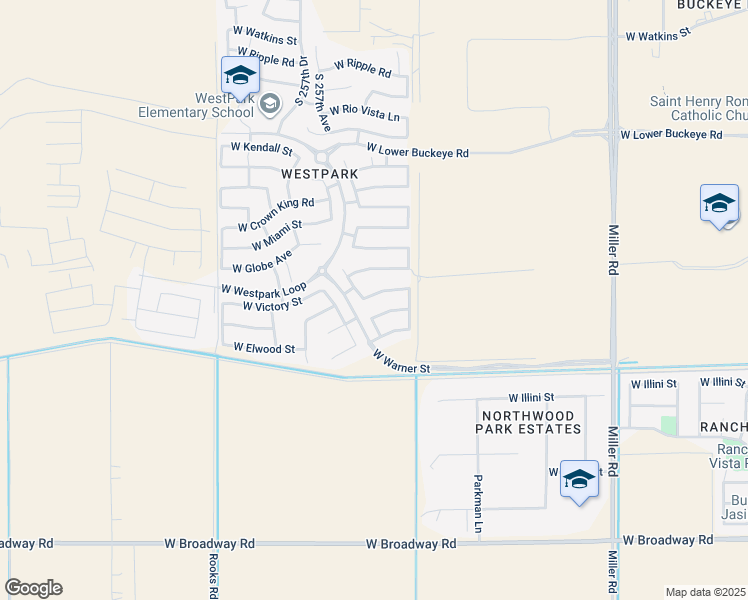 map of restaurants, bars, coffee shops, grocery stores, and more near 25581 West Superior Avenue in Buckeye