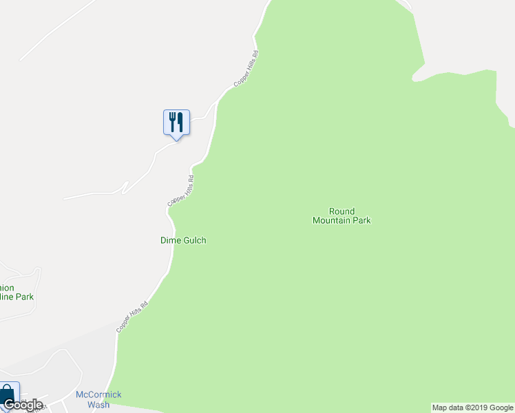 map of restaurants, bars, coffee shops, grocery stores, and more near Copper Hills Road in Globe