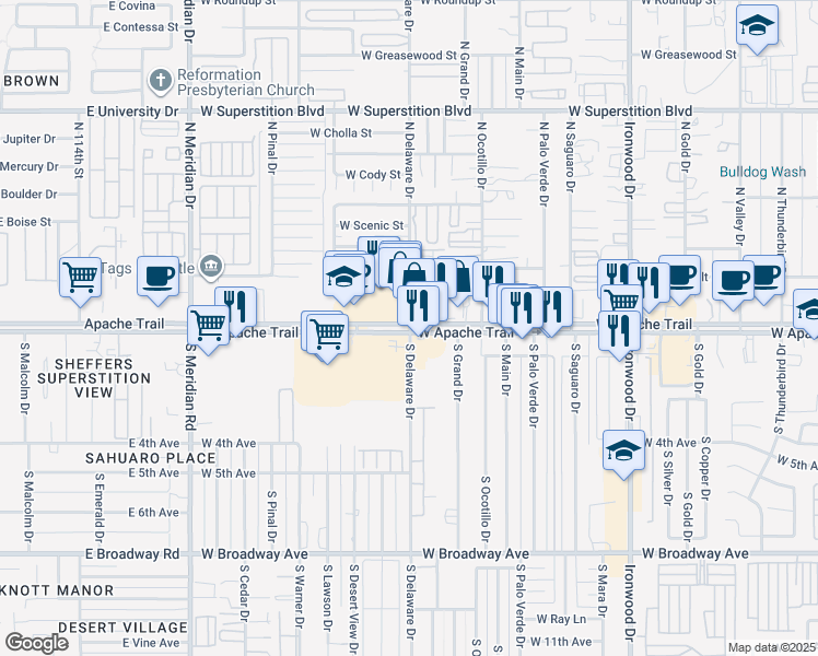 map of restaurants, bars, coffee shops, grocery stores, and more near in 