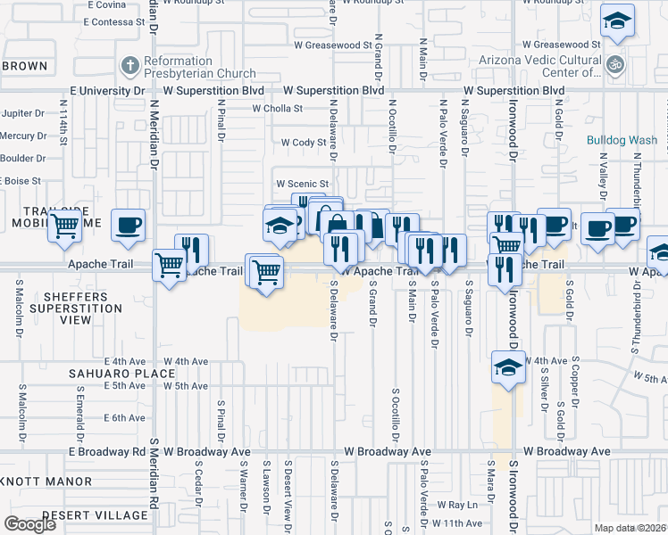 map of restaurants, bars, coffee shops, grocery stores, and more near in 