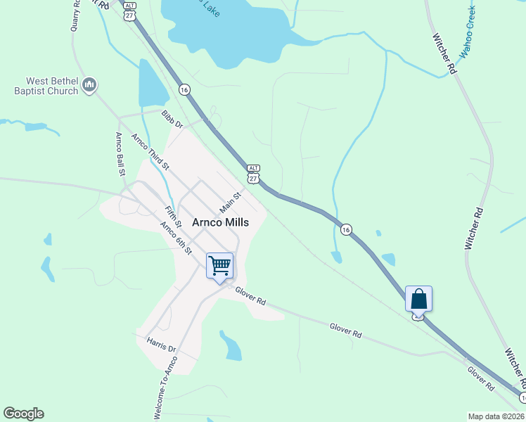 map of restaurants, bars, coffee shops, grocery stores, and more near 5 Arnco 1st Street in Newnan