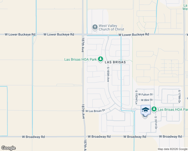 map of restaurants, bars, coffee shops, grocery stores, and more near 18620 West Larkspur Drive in Goodyear