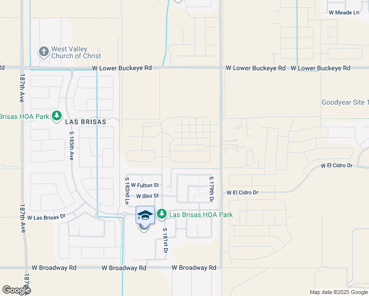 map of restaurants, bars, coffee shops, grocery stores, and more near 17904-18130 West Dunlap Road in Goodyear