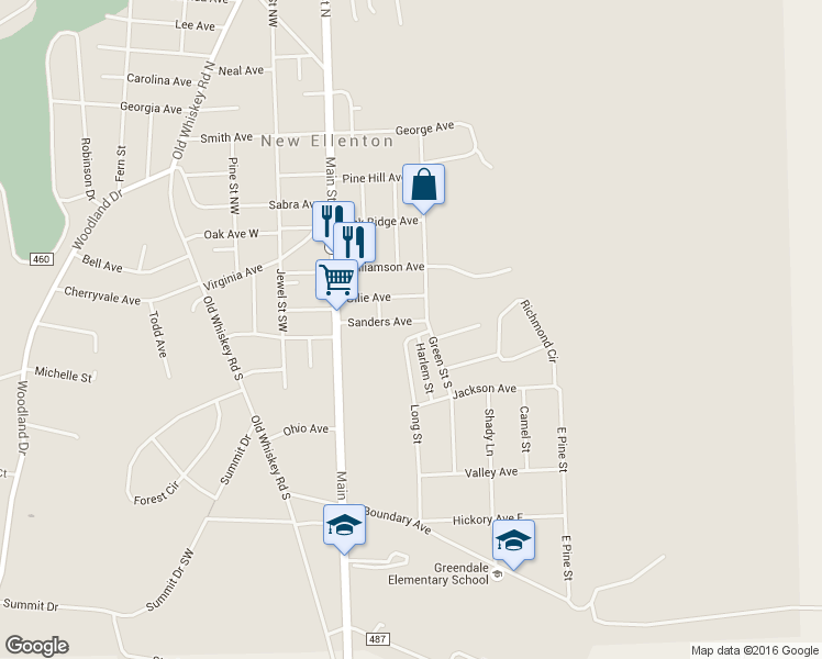 map of restaurants, bars, coffee shops, grocery stores, and more near 208 Sanders Ave in New Ellenton