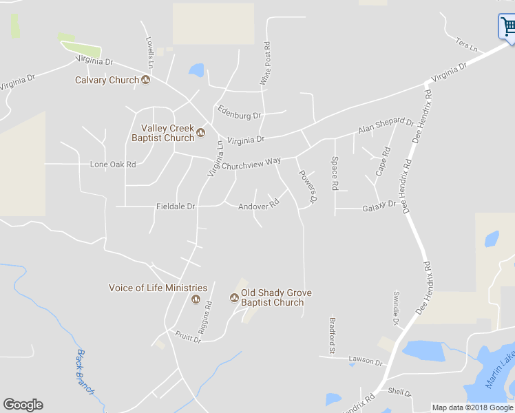 map of restaurants, bars, coffee shops, grocery stores, and more near 3211 Andover Road in Hueytown