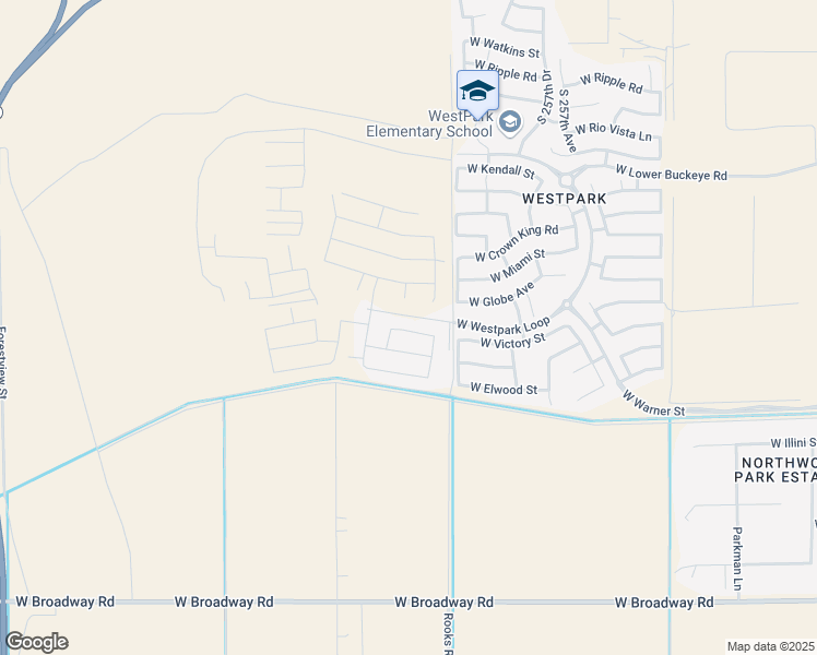 map of restaurants, bars, coffee shops, grocery stores, and more near 25966 West Superior Avenue in Buckeye