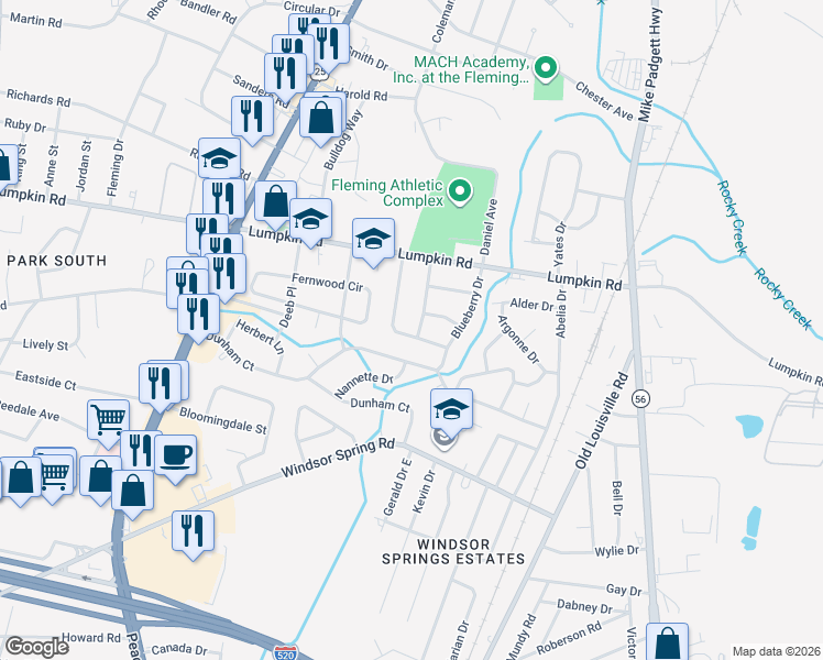 map of restaurants, bars, coffee shops, grocery stores, and more near 2524 Briarwood Avenue in Augusta