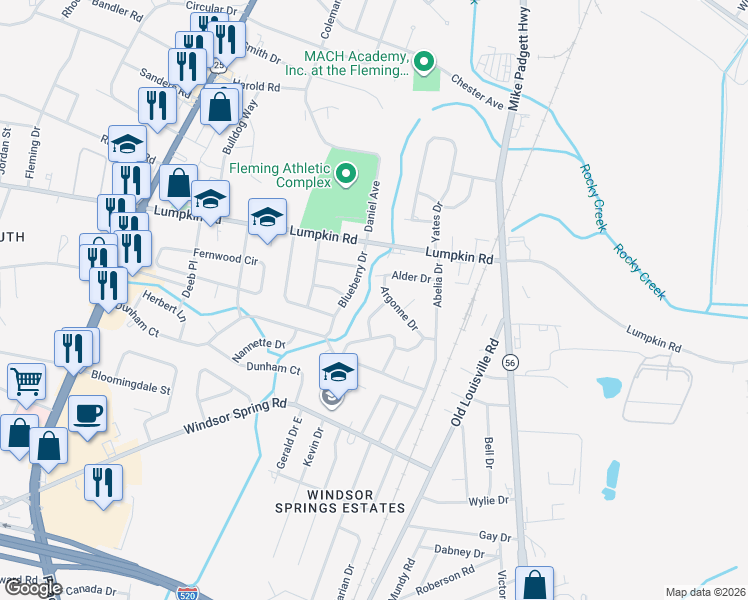 map of restaurants, bars, coffee shops, grocery stores, and more near 1823 Catalina Dr in Augusta