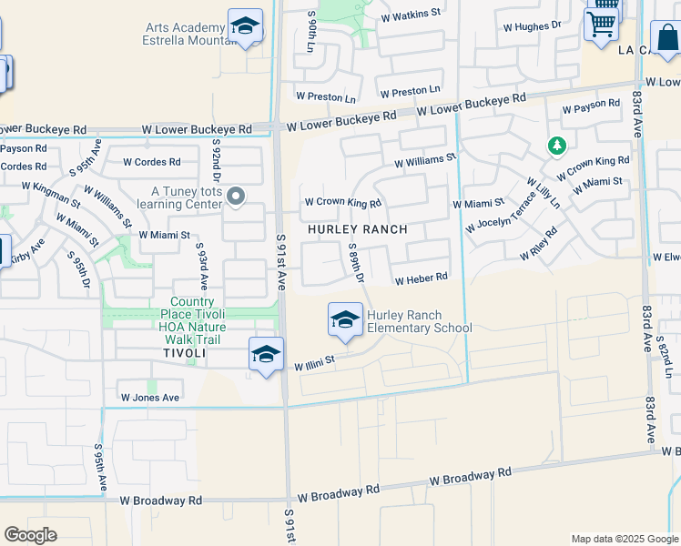 map of restaurants, bars, coffee shops, grocery stores, and more near 9004 West Forest Grove Avenue in Tolleson