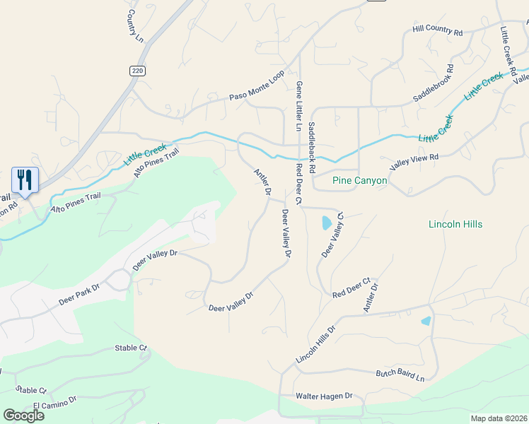 map of restaurants, bars, coffee shops, grocery stores, and more near Antler Drive in Alto