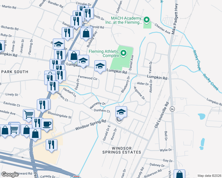 map of restaurants, bars, coffee shops, grocery stores, and more near 2524 Briarwood Avenue in Augusta