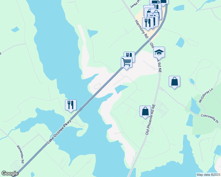 map of restaurants, bars, coffee shops, grocery stores, and more near 930 Greensboro Road in Eatonton