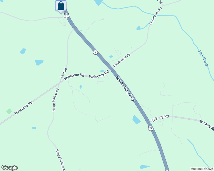 map of restaurants, bars, coffee shops, grocery stores, and more near 59 Welcome Road in Roopville