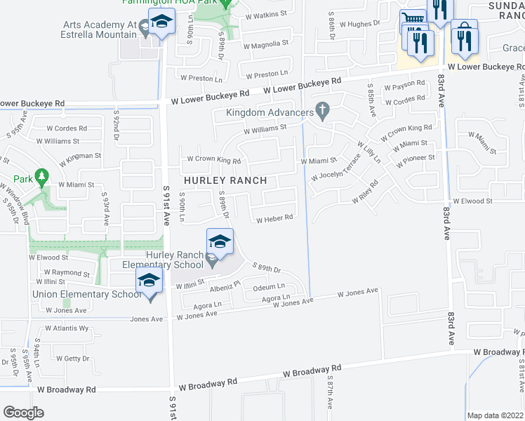 map of restaurants, bars, coffee shops, grocery stores, and more near 8819 West Riverside Avenue in Tolleson