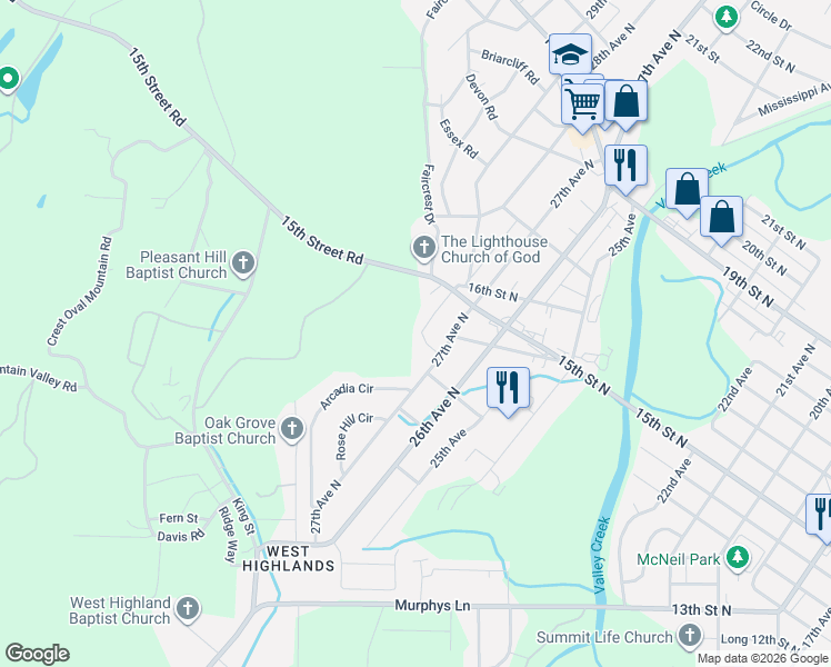 map of restaurants, bars, coffee shops, grocery stores, and more near 1408 29th Avenue in Hueytown