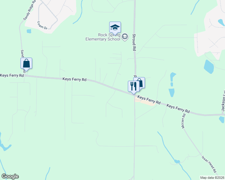 map of restaurants, bars, coffee shops, grocery stores, and more near 104 Bowers Lane in McDonough