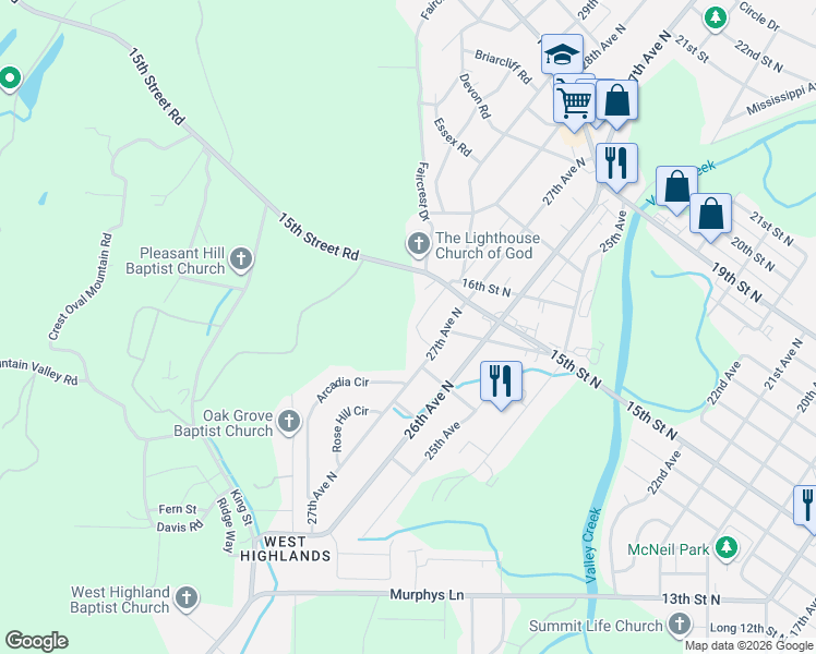 map of restaurants, bars, coffee shops, grocery stores, and more near 1408 29th Avenue in Hueytown