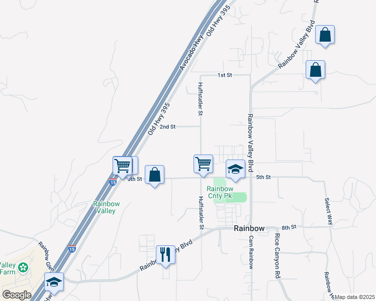 map of restaurants, bars, coffee shops, grocery stores, and more near 5016 5th Street in Fallbrook