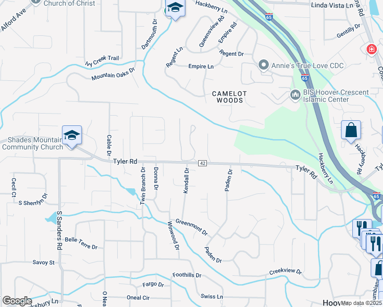 map of restaurants, bars, coffee shops, grocery stores, and more near 905 Viridian Way in Vestavia Hills