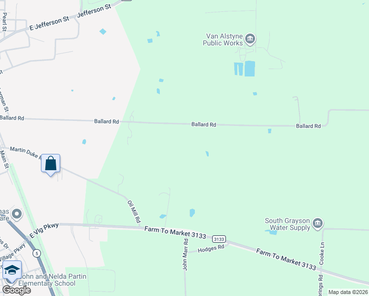 map of restaurants, bars, coffee shops, grocery stores, and more near 1000 Ballard Road in Van Alstyne
