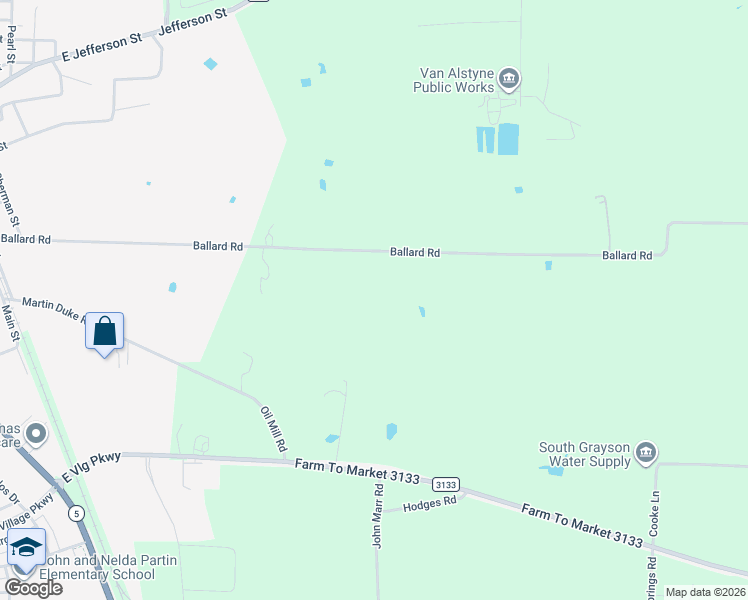 map of restaurants, bars, coffee shops, grocery stores, and more near 1000 Ballard Road in Van Alstyne